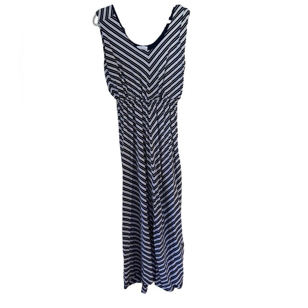 Olive & Oak Black & White Striped Maxi Dress – Nautical Vibes | Size Large